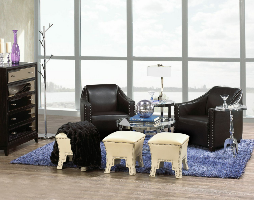 Silky cream faux-leather meets industrial metal detail--Totally maximalist!