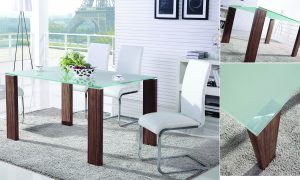 walnut and glass table by inspire