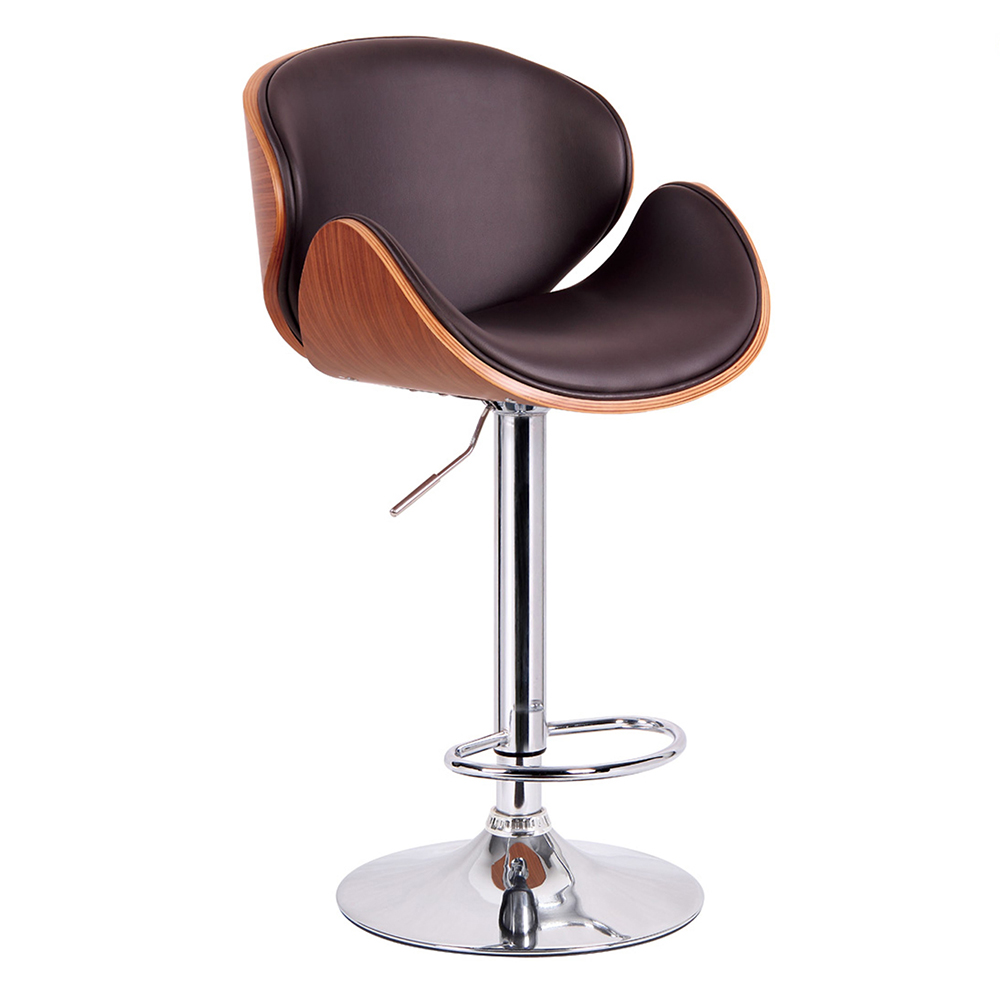 Tango Gas Lift Stool in a chrome and walnut finish from !nspire