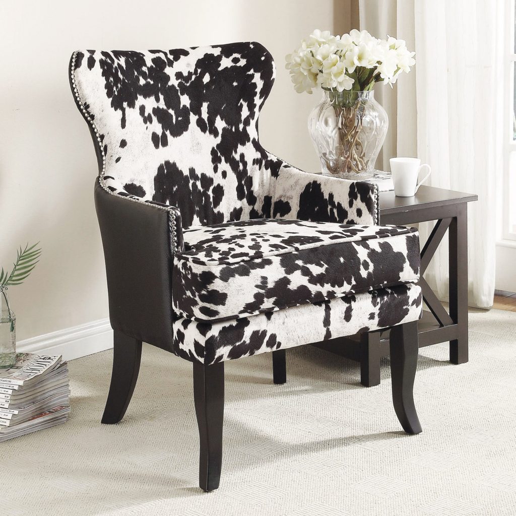 accent chair in cowhide faux from inspire