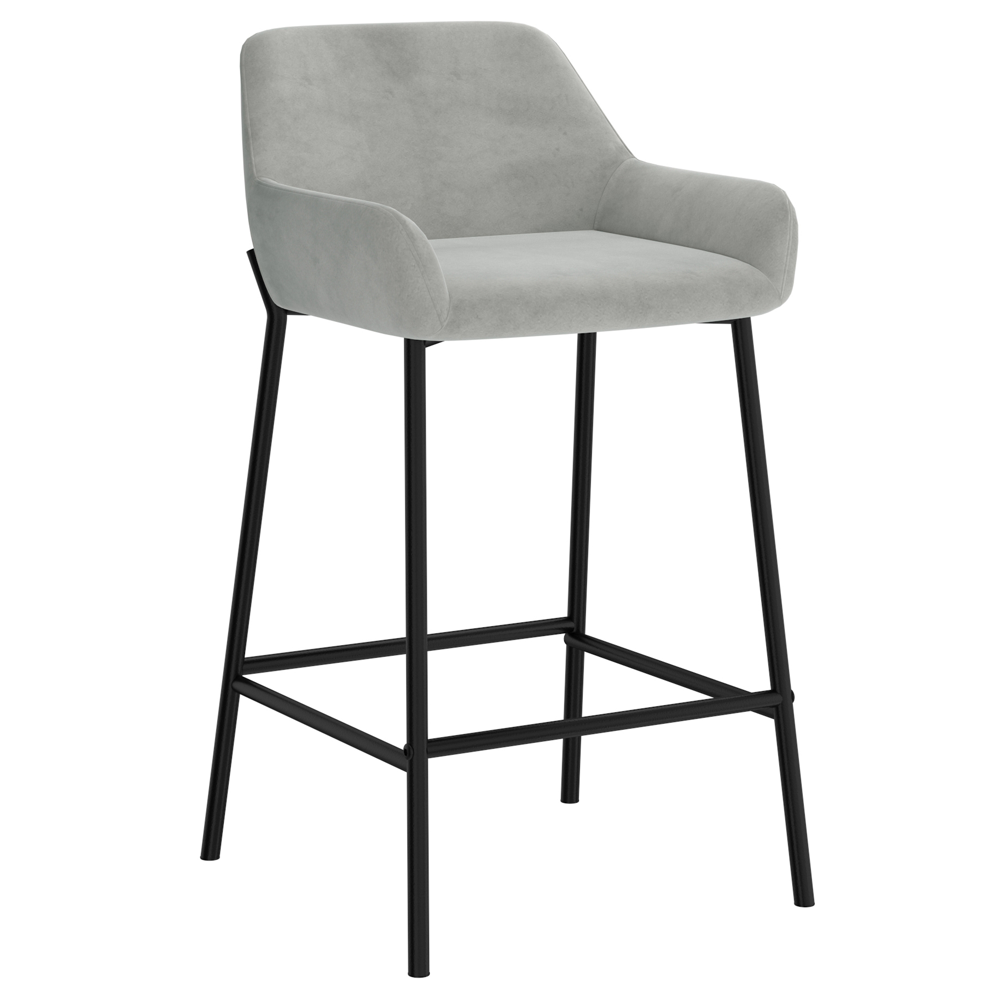 Baily 26" Counter Stool, Set of 2 in Grey Velvet and Black