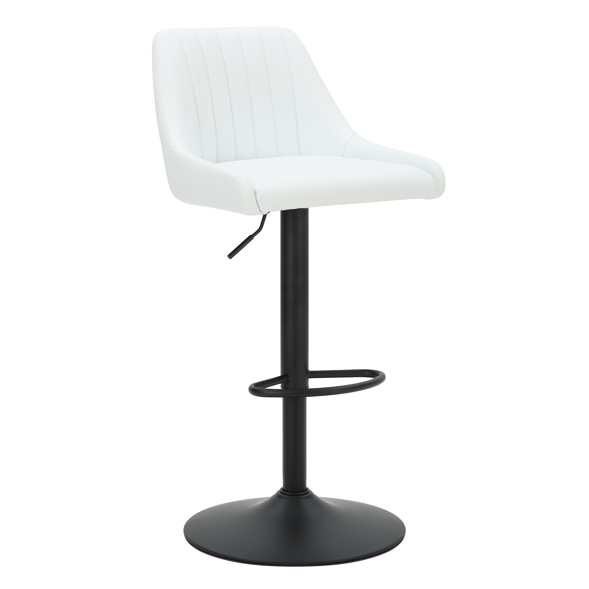 Kron Air-Lift Stool, Set of 2 in White PU and Black