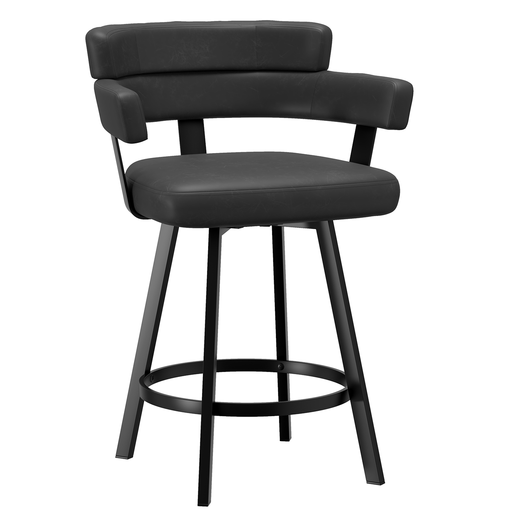 Oberon 26" Counter Stool with Swivel, Set of 2 in Charcoal and Black