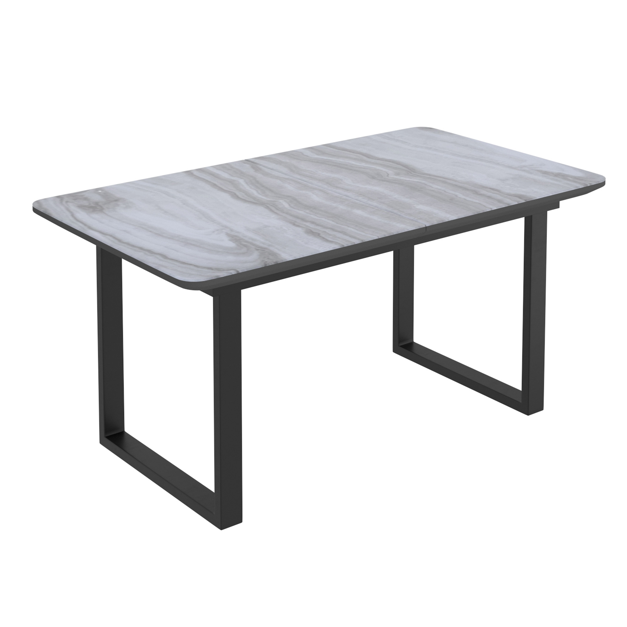 Gavin and Venice 7pc Dining Set - Black Table and Beige Chairs