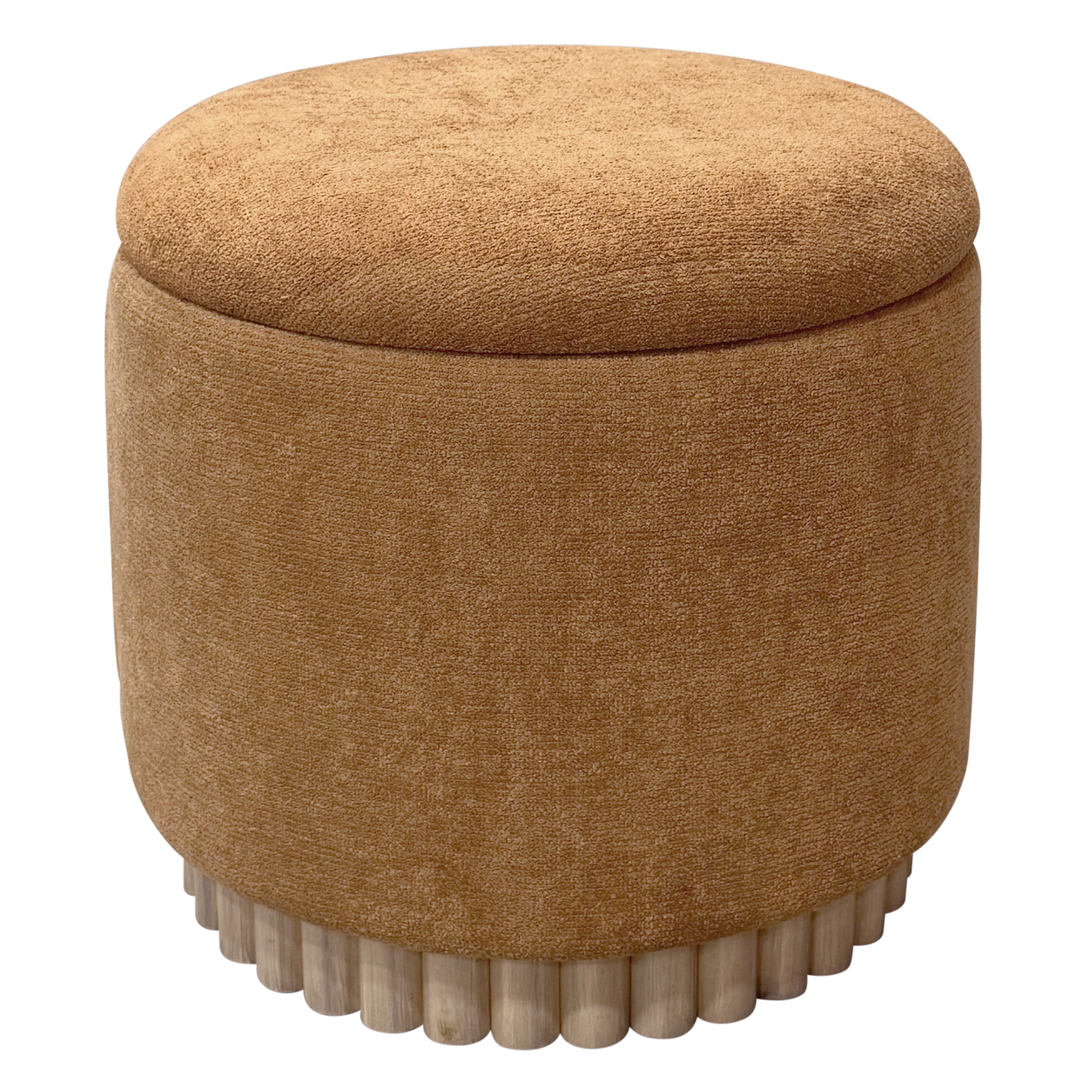 Sadie Round Storage Ottoman in Rust and Natural