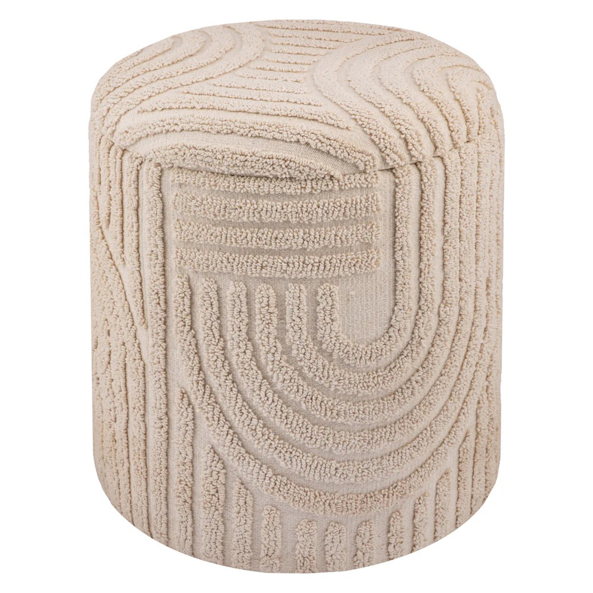 Lullu Round Storage Ottoman in Beige