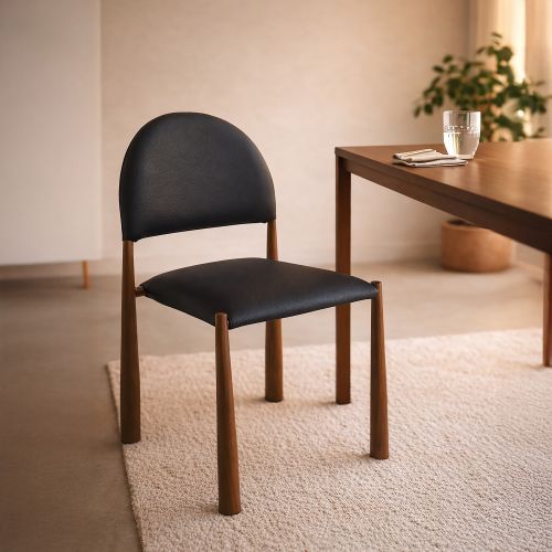 Auggie Dining/Lounge Chair, Set of 4 in Black and Walnut