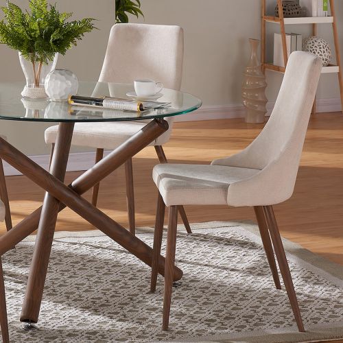 Cora Dining/Lounge Chair, Set of 2 in Beige and Walnut