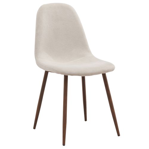 Lyna Dining/Lounge Chair, Set of 4 in Beige and Walnut