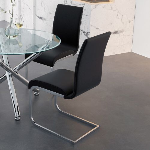 Maxim Dining/Lounge Chair, Set of 2 in Black and Chrome