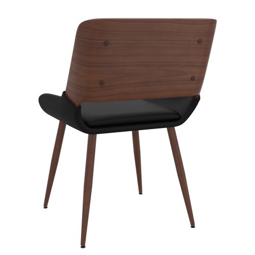 Hudson Dining/Lounge Chair, Faux Leather in Black PU and Walnut
