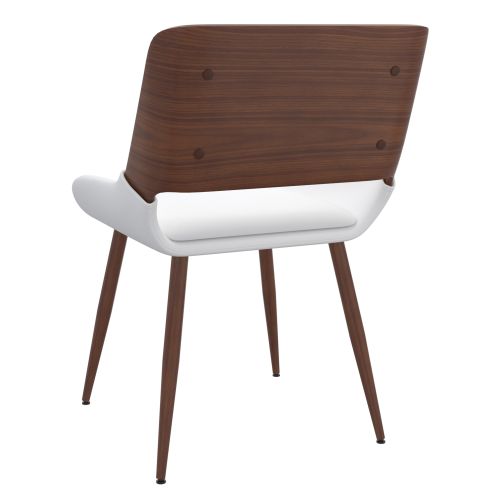 Hudson Dining/Lounge Chair, Faux Leather in White PU and Walnut