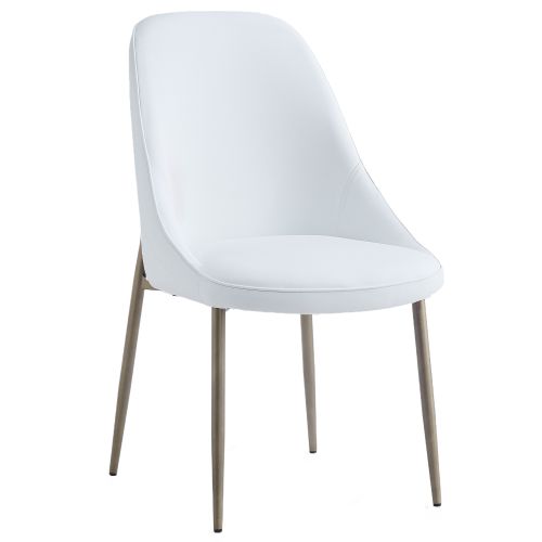 Cleo Dining/Lounge Chair, Set of 2 in White and Aged Gold