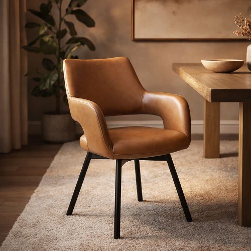 Ryder Swivel Dining and Accent Chair, Set of 2 in Camel and Black