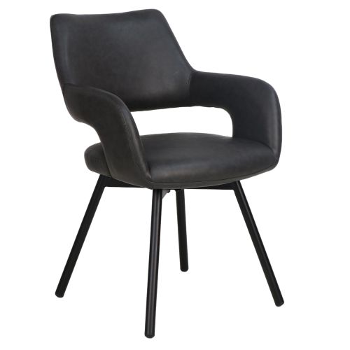 Ryder Swivel Dining and Accent Chair, Set of 2 in Charcoal and Black