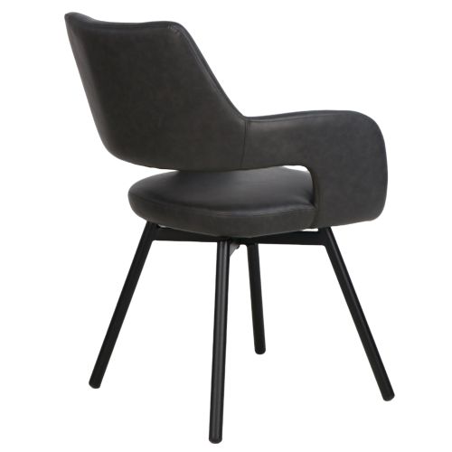 Ryder Swivel Dining and Accent Chair, Set of 2 in Charcoal and Black