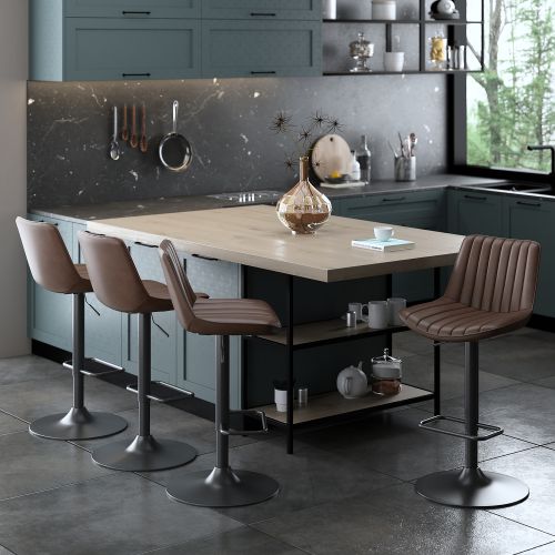 Kosi Adjustable Air-Lift Stool, Set of 2 in Brown and Black