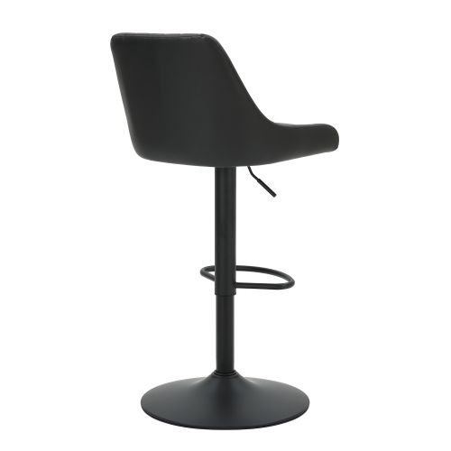 Kron Air-Lift Stool, Set of 2 in Black PU and Black