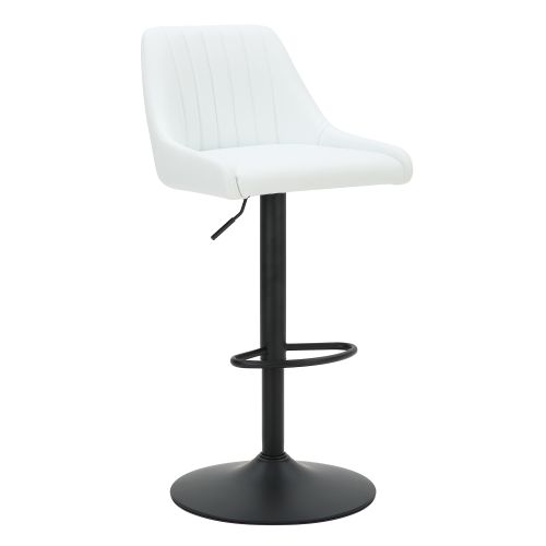 Kron Air-Lift Stool, Set of 2 in White PU and Black