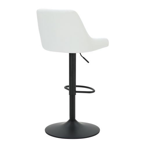 Kron Air-Lift Stool, Set of 2 in White PU and Black