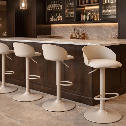 Mabel Adjustable Air-Lift Stool, Set of 2 in Beige