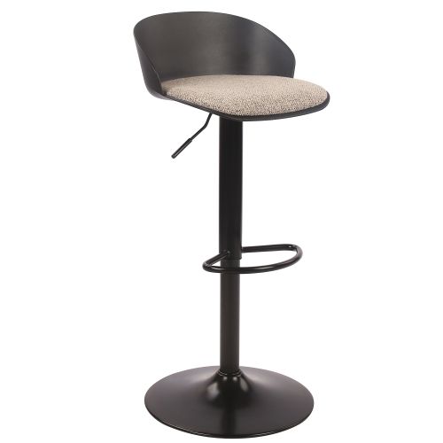 Mabel Adjustable Air-Lift Stool, Set of 2 in Black and Beige