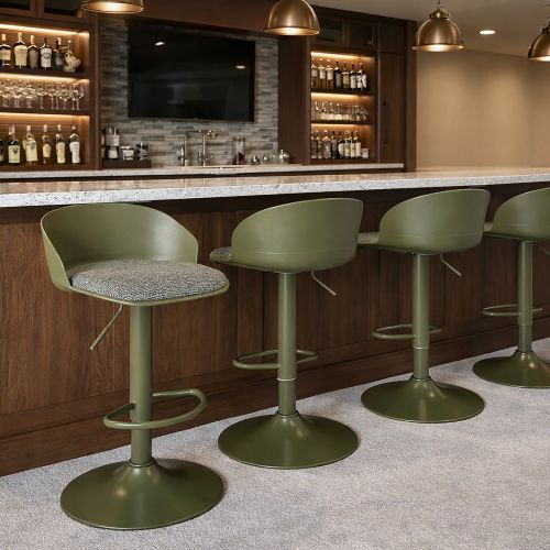 Mabel Adjustable Air-Lift Stool, Set of 2 in Green