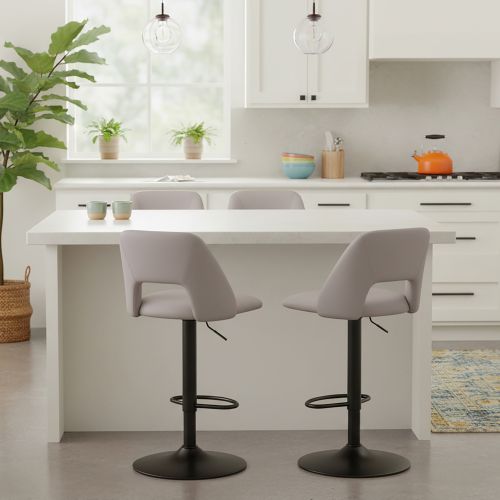 Adler Adjustable Air-Lift Stool, Set of 2 in Beige and Black