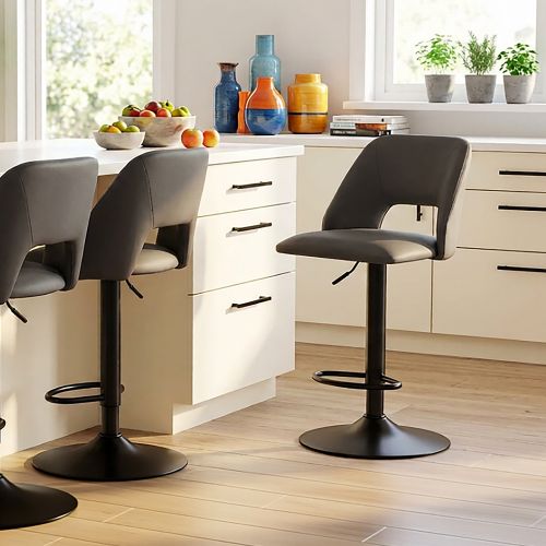 Adler Adjustable Air-Lift Stool, Set of 2 in Black and Black