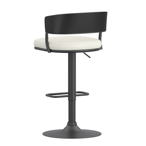 Kazan Adjustable Air-Lift Stool, Set of 2 in Ivory and Black
