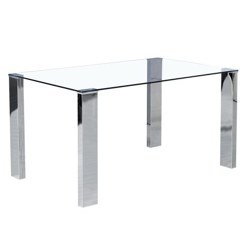 Frankfurt and Maxim 5pc Dining Set - Chrome Table and White Chairs