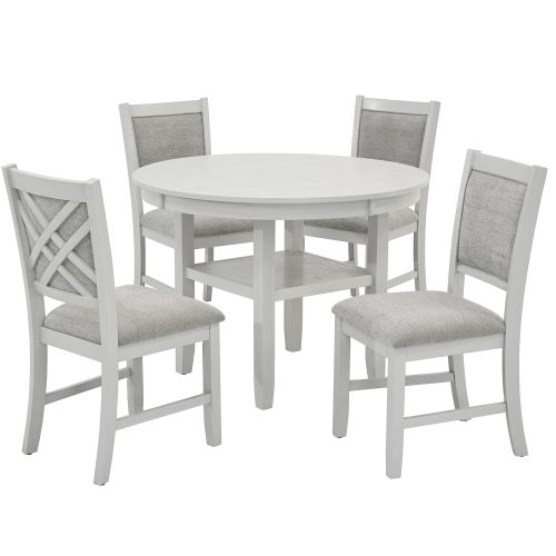 Samuel 5pc Dining Set - Whitewash Table and Chairs