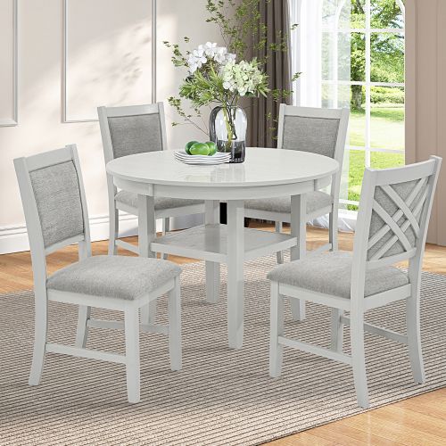 Samuel 5pc Dining Set - Whitewash Table and Chairs
