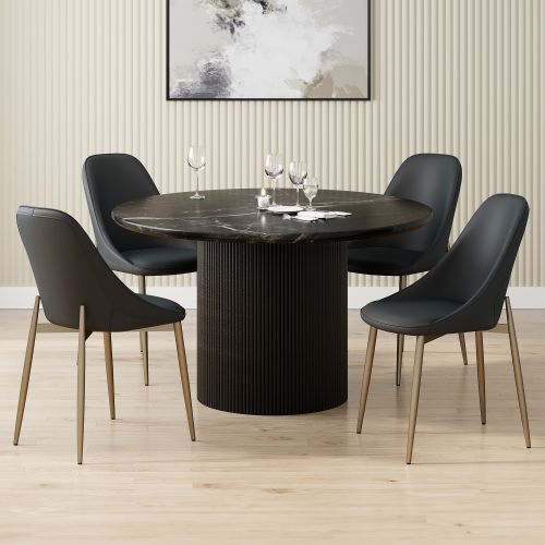 Jilsa and Cleo 5pc Dining Set - Black Table and Black Chairs