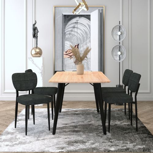 Leon and Zeke 5pc Dining Set - Natural Table and Charcoal Chairs