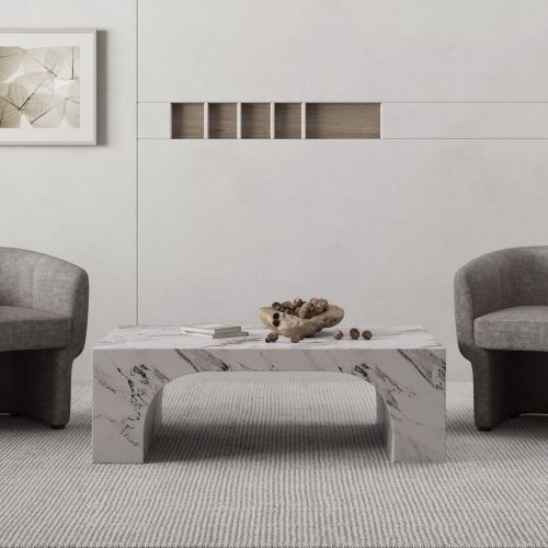 Atticus Rectangular Coffee Table in Bulgari White
