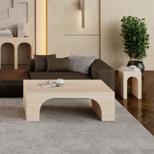 Atticus Rectangular Coffee Table in Travertine