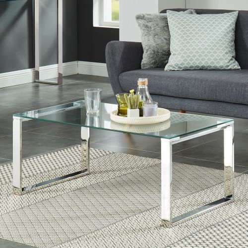 Zevon Rectangular Coffee Table in Silver