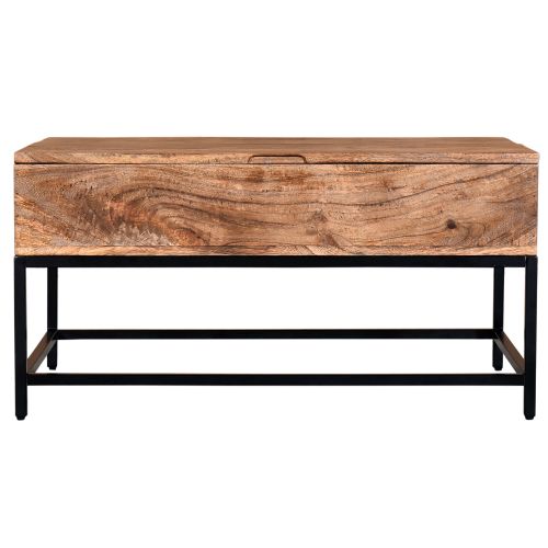 Ojas Rectangular Lift-Top Coffee Table in Natural Burnt and Black