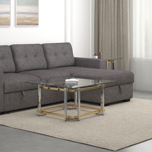 Florina Square Coffee Table in Silver and Gold