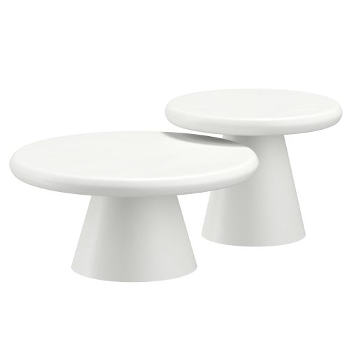Galio 2pc Round Coffee Table Set in White