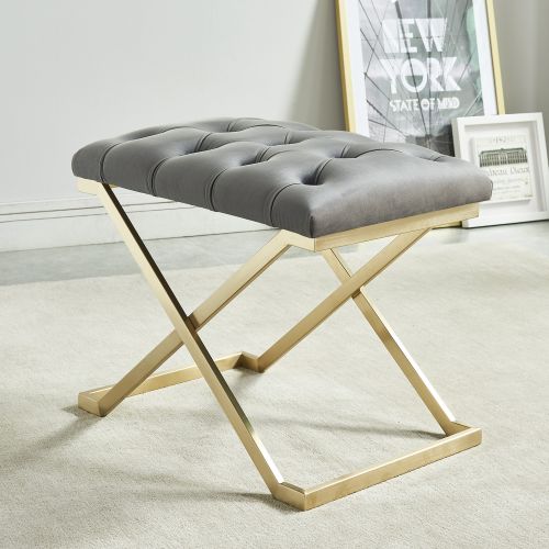 Rada Bench in Grey and Brushed Gold