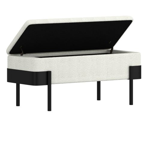 Odell Storage Bench in Ivory and Black