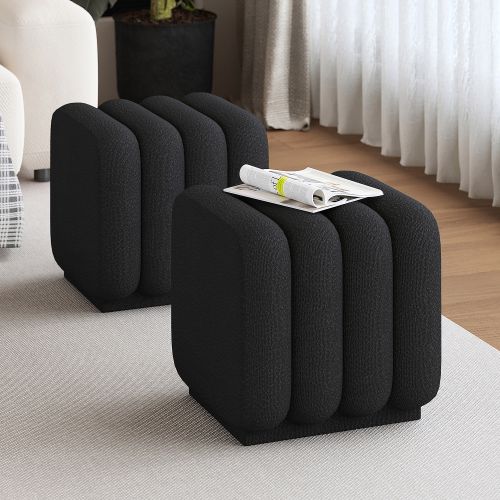 Rigel Small Square Ottoman in Black