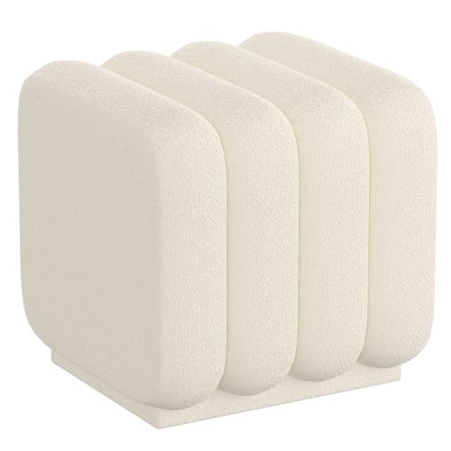 Rigel Small Square Ottoman in Ivory