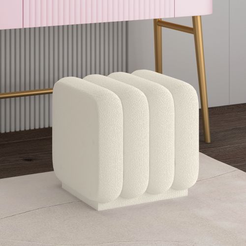 Rigel Small Square Ottoman in Ivory