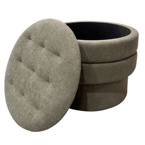Kepler Round Storage Ottoman in Moss