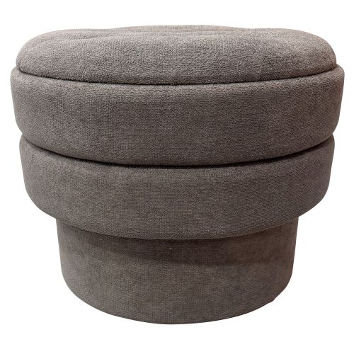 Kepler Round Storage Ottoman in Warm Charcoal