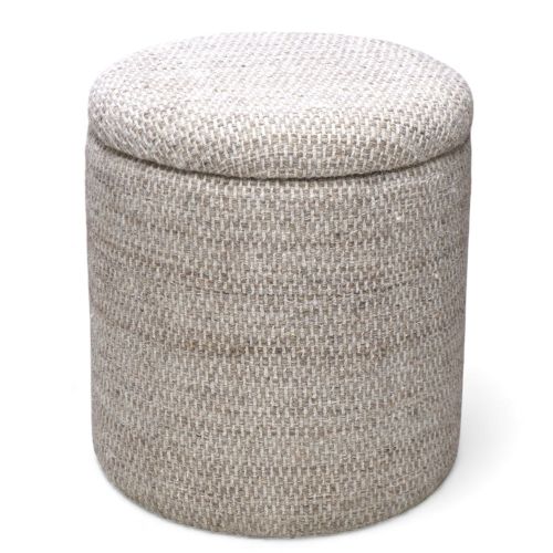 Dalia Round Storage Ottoman in Beige