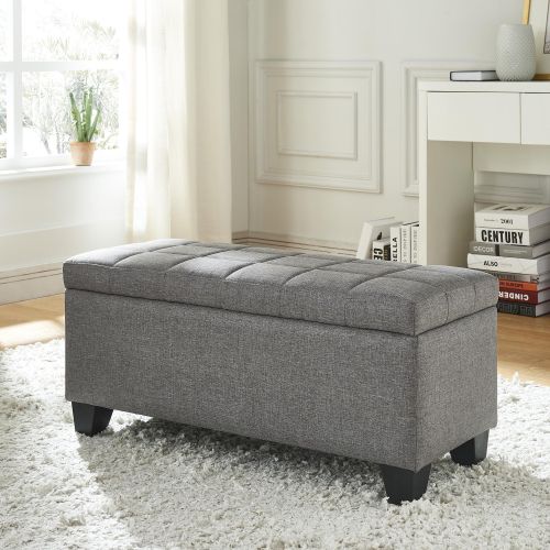 Lila Storage Ottoman Bench in Grey